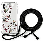 LaCoqueFrançaise Coque cordon iPhone X/Xs noir Dessin Fleurs Sauvages