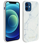 GUESS Coque pour iPhone 12 Mini Effet Marbré Rigide Marble Cover Blanc