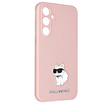 Karl Lagerfeld Coque pour Samsung Galaxy S23 FE Design Choupette Silicone Rigide Rose Poudré