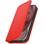 Avizar Étui pour iPhone 15 Porte-carte Support Vidéo Clapet Magnétique  Rouge