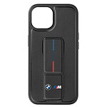 BMW Coque pour iPhone 15 , 14 et 13 Simili Cuir Béquille Support Noir