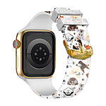 Avizar Bracelet pour Apple Watch 41 / 40 / 38 mm Silicone Blanc à Motif Chiens