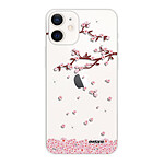 Evetane Coque iPhone 12 mini silicone transparente Motif Chute De Fleurs ultra resistant