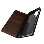 Avizar Étui Galaxy S22 Ultra Folio Cuir Véritable Porte cartes Support Vidéo - marron