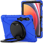 Avizar Coque pour Samsung Galaxy Tab S9 Antichoc Bi matière Poignée Rotative Support  bleu et noir