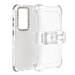 Avizar Coque pour Samsung Galaxy S24 Clip Ceinture Antichoc Coins Bumper Noir Transparent