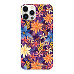 LaCoqueFrançaise Coque iPhone 12/12 Pro silicone transparente Motif Fleurs violettes et oranges ultra resistant