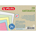 HERLITZ Lot de 200 cartes de vocabulaire A7 lignées colorées assorties