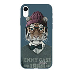 Evetane Coque iPhone Xr Silicone Liquide Douce bleu nuit Tigre Fashion