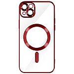 Avizar Coque MagSafe pour iPhone 13 Silicone Protection Caméra  Contour Chromé Rouge