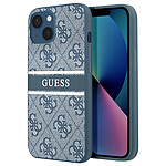 Guess Coque pour iPhone 13 avec Imprimé et Bande Monochrome Luxe Bleu Clair