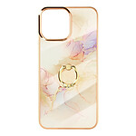 Avizar Coque iPhone 12 et 12 Pro Bi-matière Bague de maintien Motif marbre Rose gold