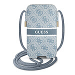 Guess Pochette pour Smartphone 6.1 pouces à Cordon Modèle 4G Stripe Bleu