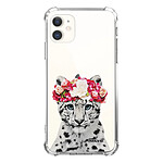 Evetane Coque iPhone 11 anti-choc souple angles renforcés transparente Motif Leopard Couronne