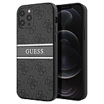 Guess Coque pour iPhone 12 Pro Max avec Imprimé et Bande Monochrome Luxe Noir