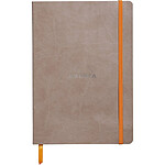 CLAIREFONTAINE Carnet Rhodiarama 14,8x21 160 pages lignées. Couverture simili-cuir Gris taupe