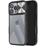 Avizar Coque pour iPhone 16 Pro Max Cache Caméra Coulissant Compatible QI Noir