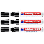 EDDING Marqueur Permanent 850 Noir Pointe Large Biseautée 5-15 mm x 3