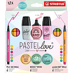 STABILO Kit écriture Mini World Pastellove, étui de 18