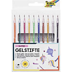 FOLIA Stylo gel GLITTER, couleurs assorties, étui de 10