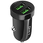 LinQ Chargeur Voiture Allume Cigare Double USB 12W Compact  noir