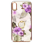 Avizar Coque iPhone XS Max Bi-matière avec Bague de Maintien Motif Fleurs Violet