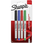 SHARPIE Lot de 4 marqueurs permanents - Pointe ultrafine - Couleurs assorties