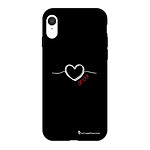 LaCoqueFrançaise Coque iPhone Xr Silicone Liquide Douce noir Coeur Blanc Amour