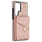 Avizar Coque Cordon pour Samsung Galaxy S23 Ultra Dos Portefeuille Bague Support  Rose Gold