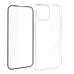 Avizar Coque pour iPhone 15 Silicone Gel et Verre Trempé 9H Bord Biseauté Noir