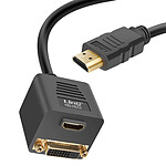 LinQ Adaptateur HDMI Mâle vers DVI-D Femelle et HDMI Femelle Compact Noir