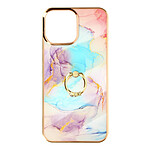 Avizar Coque iPhone 12 et 12 Pro Bi-matière Bague de maintien Motif marbre Multicolore