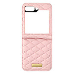 Avizar Coque pour Samsung Z Flip 5 Simili Cuir Rhombique Pliable Collection Geo  Rose