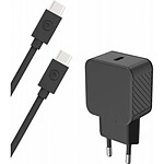 BigBen Connected Chargeur Secteur USB C 25W Power Delivery + Câble USB C/USB C Noir