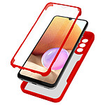 Avizar Coque 360° pour Samsung Galaxy A32 Dos Rigide Protection Écran Souple Coins Renforcés  Contour rouge