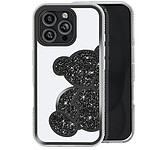 Avizar Coque Paillette pour iPhone 16 Pro Max Motif Ourson avec Strass Noir