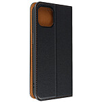 Avizar Housse pour iPhone 14 Cuir Véritable Clapet Porte-carte Support Vidéo  Noir