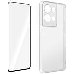 Avizar Coque pour Oppo Reno 8 5G Silicone Souple et Film Verre Trempé 9H  transparent contour noir