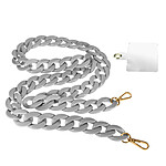 Avizar Bijou Téléphone Universel Grosse Maille Chaines 120cm avec Double Attache  gris clair