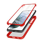 Avizar Coque 360° pour Samsung Galaxy S21 Plus Dos Rigide Protection Écran Souple Coins Renforcés  Contour rouge