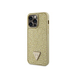 Guess Coque pour Apple iPhone 15 Pro Triangle Diamond Dorée