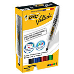 BIC Pack de 4 Feutres tableau blanc effaçable à sec 1791 Pointe Biseau Large N/B/R/V