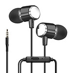 LinQ Écouteurs Jack 3.5mm Intra-auriculaires Microphone Kit Mains Libres Noir