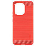 MOFI Coque Silicone pour Xiaomi Redmi Note 13 4G Effet Métal Brossé Carbone Rouge