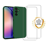 Evetane Coque Samsung Galaxy A54 Silicone liquide Vert Foret + 2 Vitres en Verre trempé Protection écran Antichocs