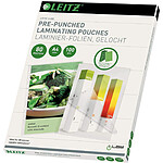 LEITZ Pack 100 Pochettes de plastification avec bandes de classement 80 Mic