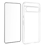 Avizar Coque pour Google Pixel 8 Pro Silicone Gel et Verre Trempé 9H Biseauté Noir