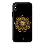 LaCoqueFrançaise Coque iPhone Xs Max effet cuir grainé noir Mandala Or Design