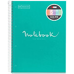 MIQUELRIUS Cahier Spirale Carton rigide A4 210 x 297mm, 4 perfo 120 f 90 g Petits Carreaux Turquoise