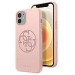 Guess Coque Fine pour iPhone 12 Mini Soft Touch Intérieur sérigraphié Rose Poudré